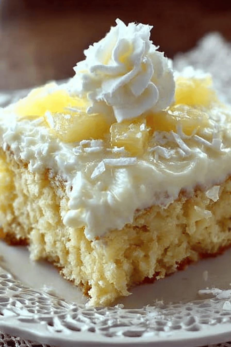 Pineapple Sunshine Cake Recipe slice on plate showing perfect texture and swirl pattern