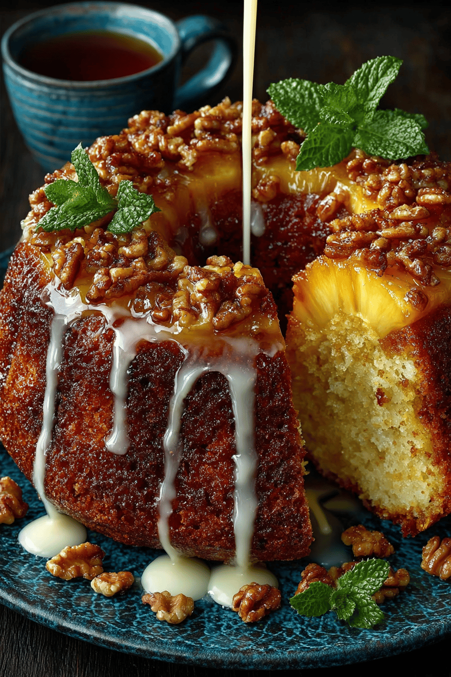 Pineapple Walnut Cake Recipe final dish beautifully presented and ready to serve