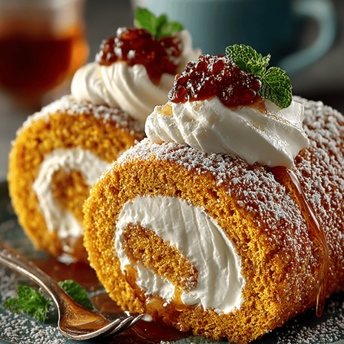 Pumpkin Roll Recipe with Cream Cheese Filling