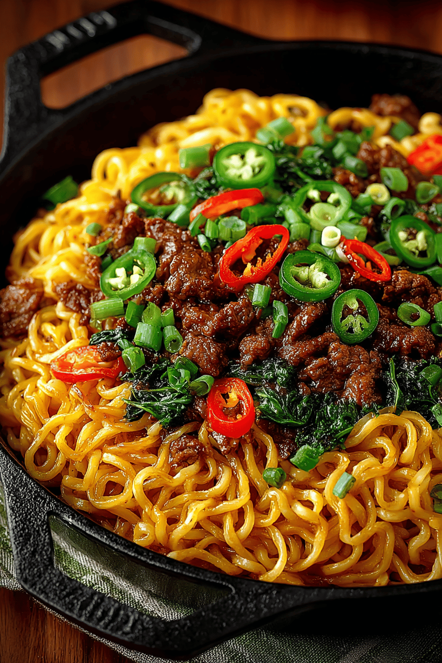Quick and Easy 15-Minute Beefy Noodle Skillet Recipe slice on plate showing perfect texture and swirl pattern