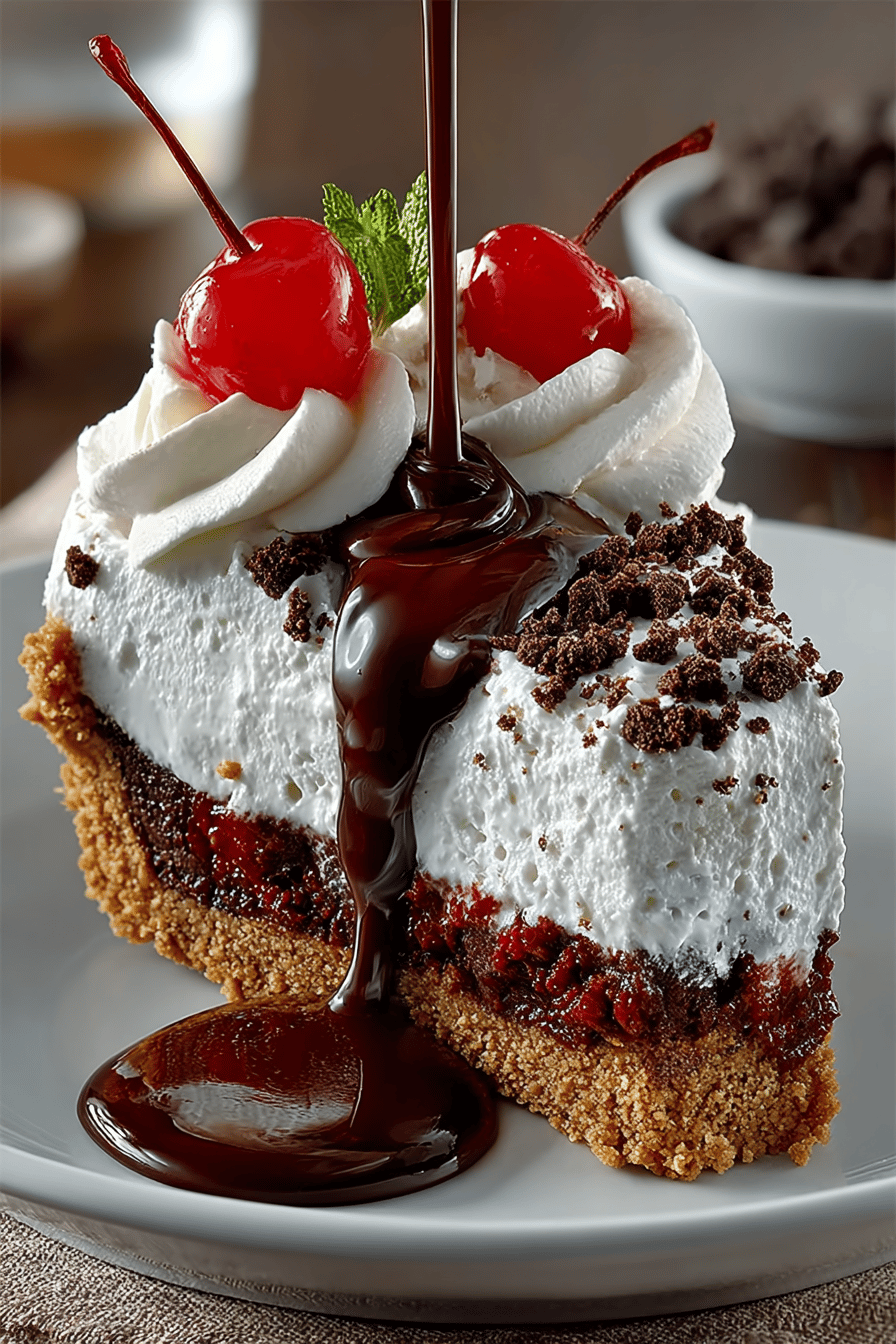 Red Robin Mud Pie Copycat Recipe slice on plate showing perfect texture and swirl pattern