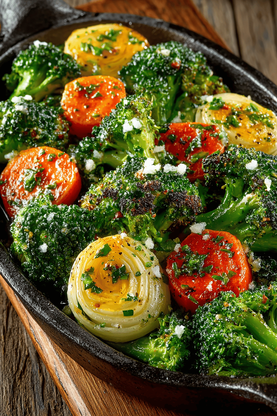 Roasted Broccoli and Carrots Recipe ingredients organized and measured on kitchen counter