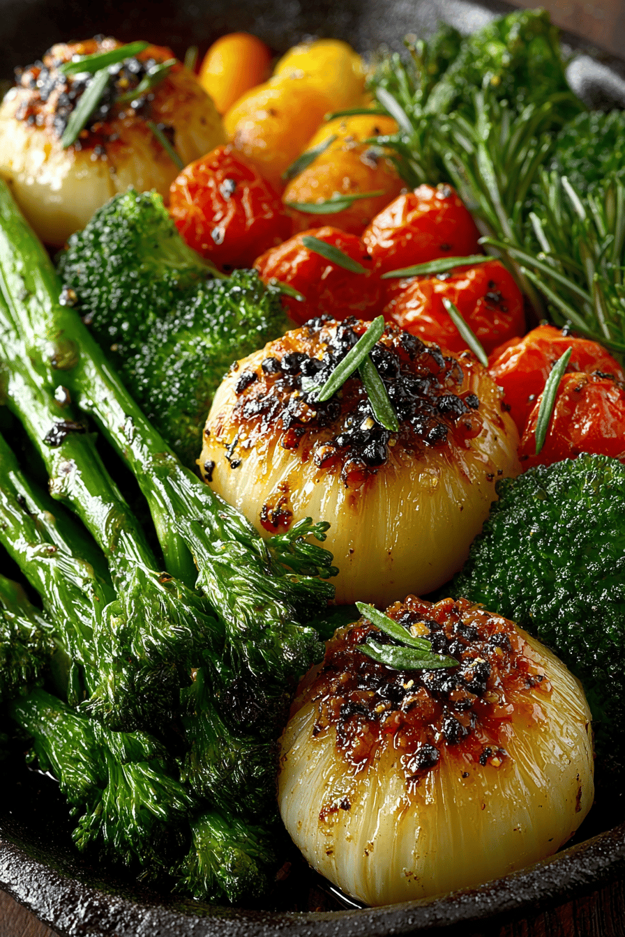 Roasted Broccoli and Carrots Recipe final dish beautifully presented and ready to serve