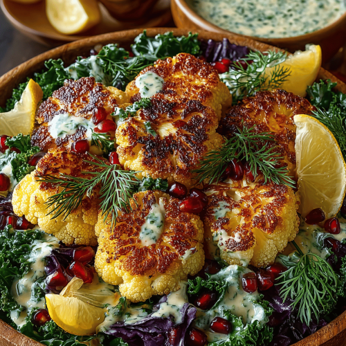 Roasted Cauliflower Salad Recipe with Lemon Tahini Dressing