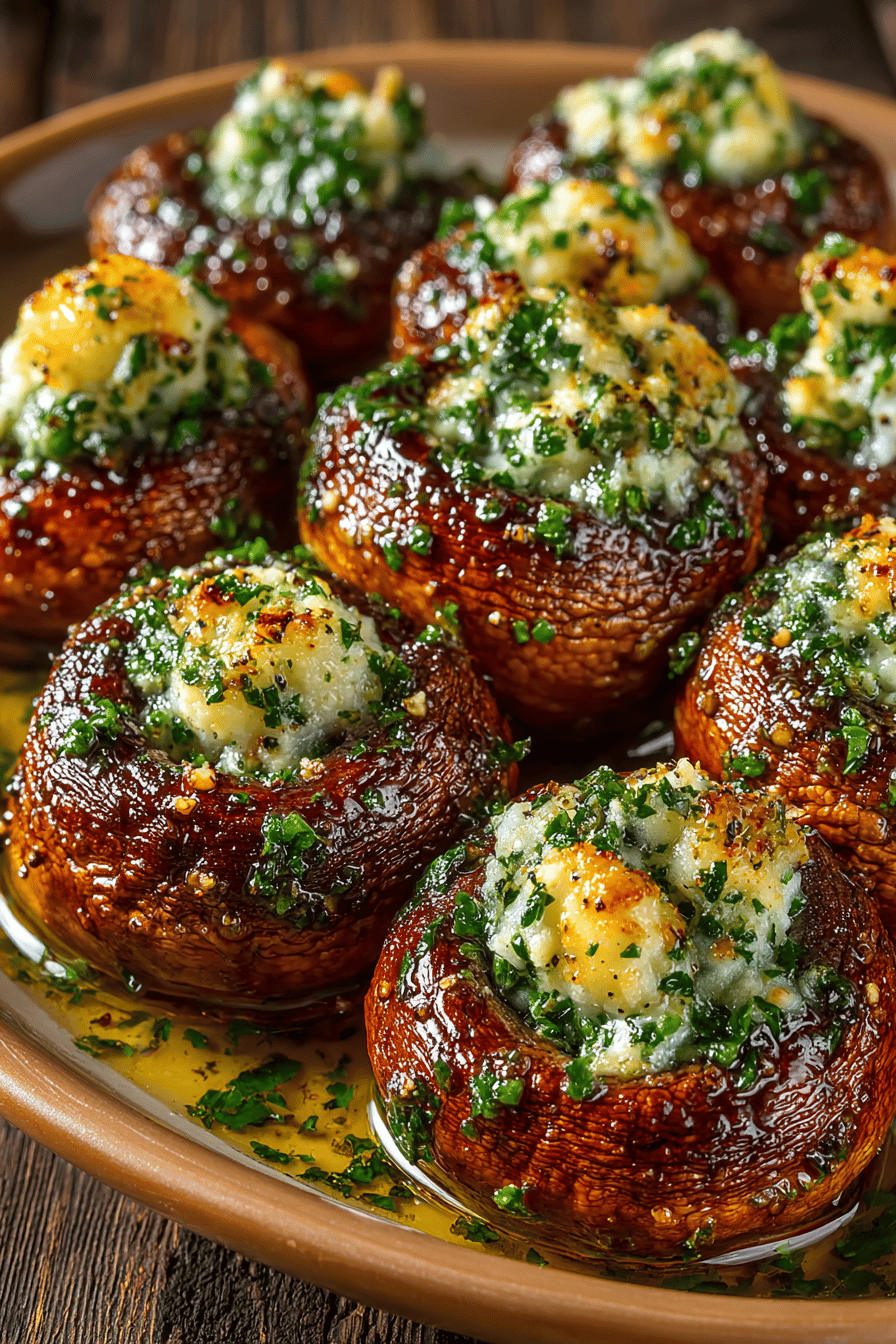 Roasted Garlic Mushrooms Recipe - A Simple and Flavorful Side Dish slice on plate showing perfect texture and swirl pattern