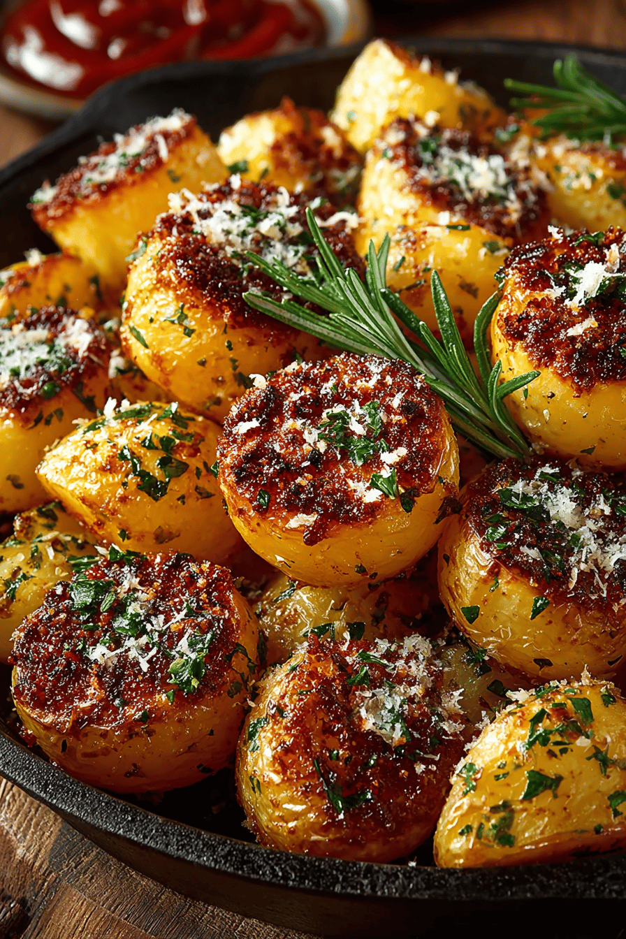 Roasted Potatoes with Browned Butter and Parmesan Recipe final dish beautifully presented and ready to serve