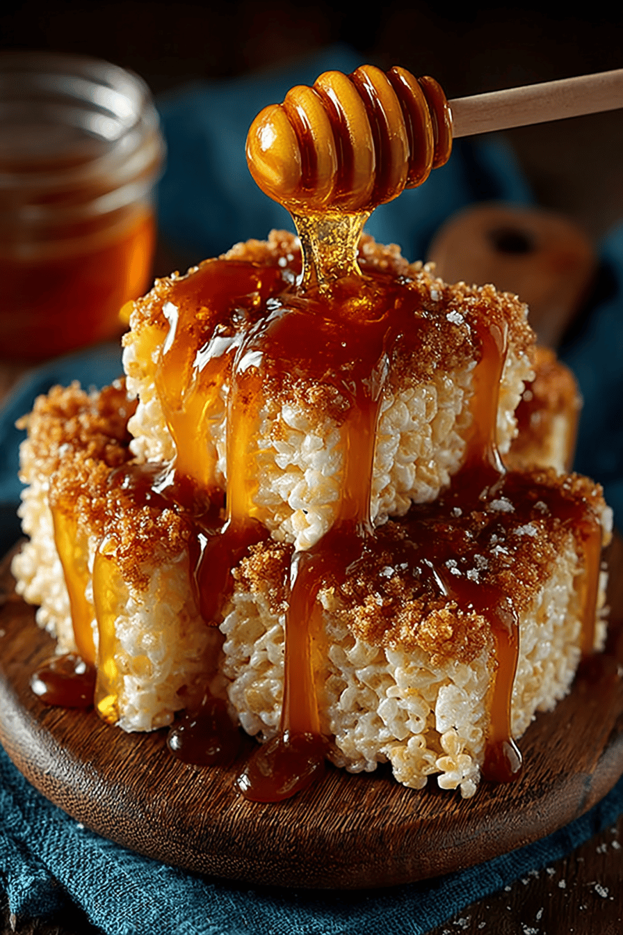 Salted Caramel Rice Krispie Treats Recipe ingredients organized and measured on kitchen counter