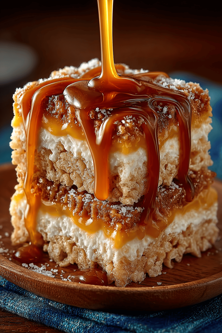 Salted Caramel Rice Krispie Treats Recipe final dish beautifully presented and ready to serve