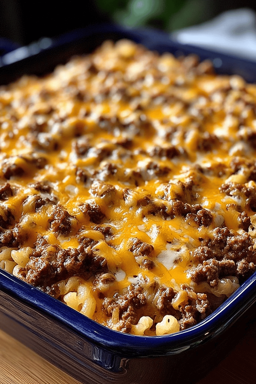 Savory Hamburger Casserole Recipe ingredients organized and measured on kitchen counter