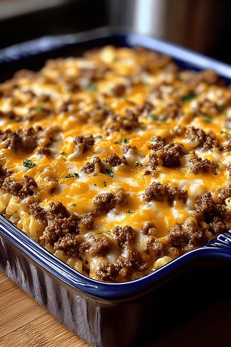 Savory Hamburger Casserole Recipe slice on plate showing perfect texture and swirl pattern