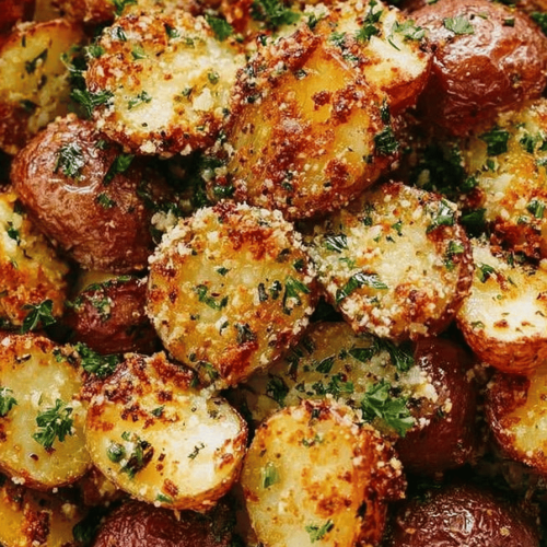 Savory Roasted Garlic Butter Parmesan Potatoes Recipe