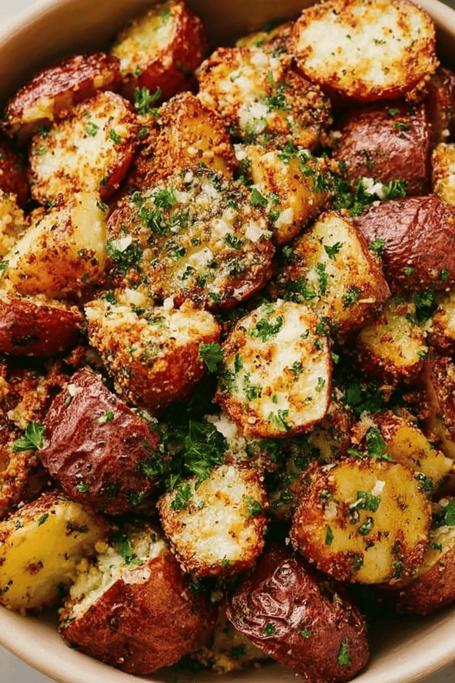 Savory Roasted Garlic Butter Parmesan Potatoes Recipe