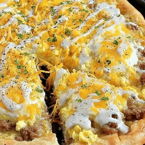 Savory Sausage Gravy Breakfast Pizza Recipe