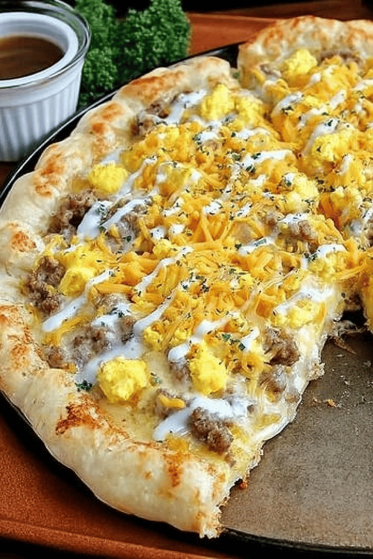 Savory Sausage Gravy Breakfast Pizza Recipe
