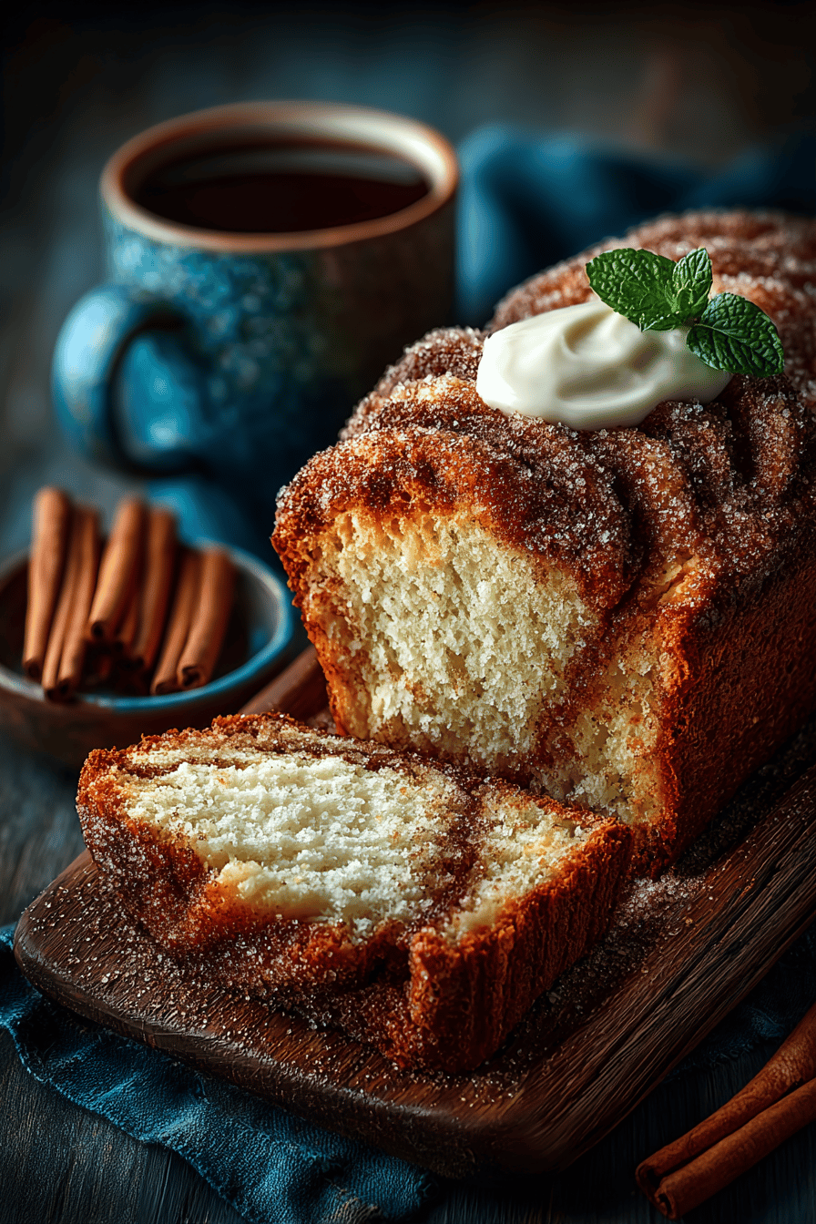 Snickerdoodle Bread Recipe with Cinnamon Sugar Swirl final dish beautifully presented and ready to serve