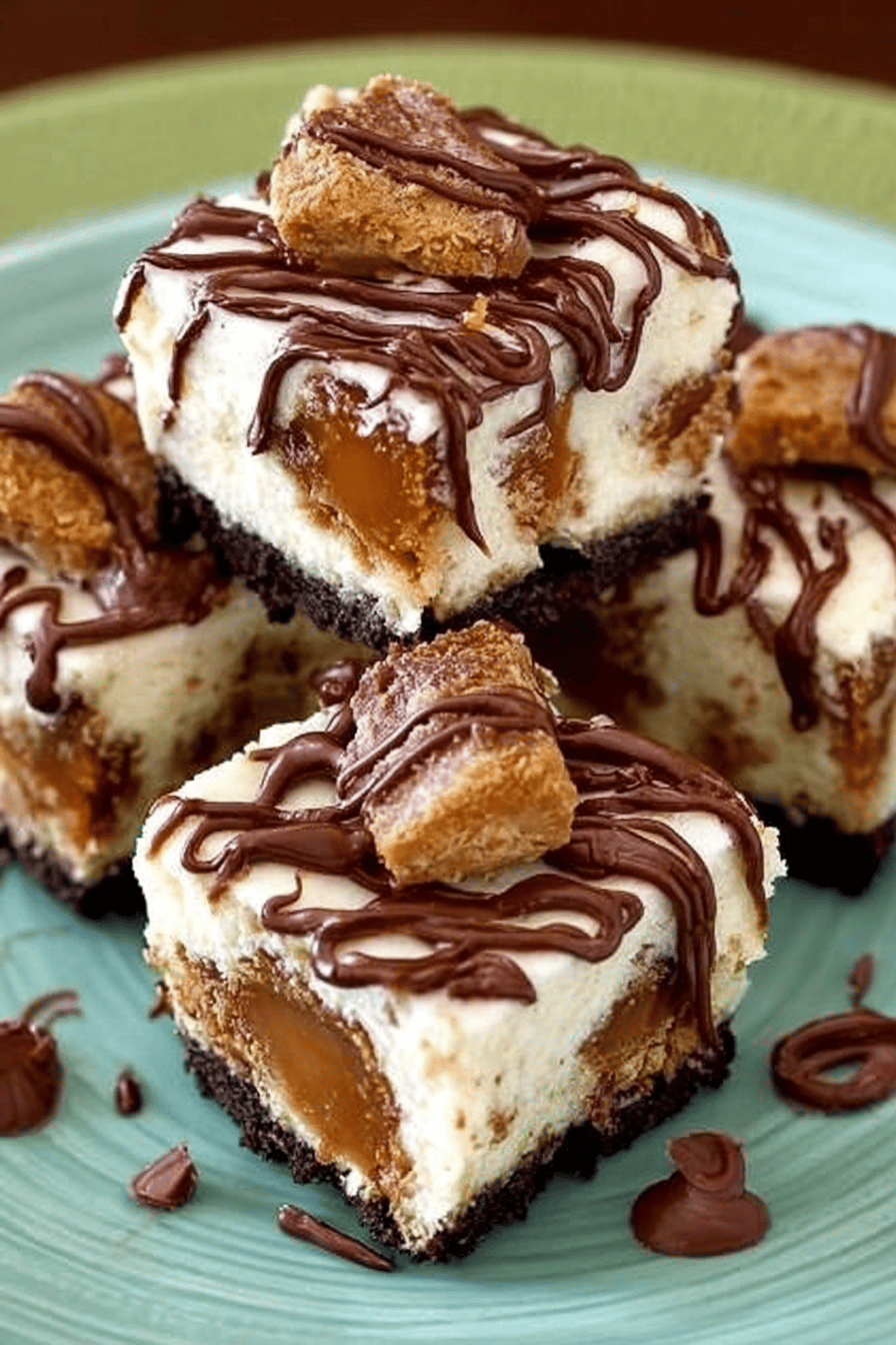 Snickers Cheesecake Bars with Oreo Crust Recipe ingredients organized and measured on kitchen counter