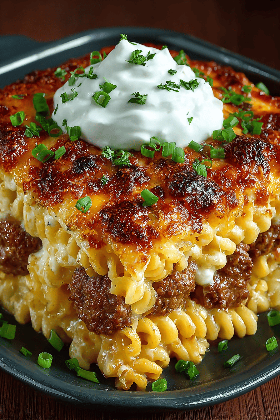 Sour Cream Beef Noodle Casserole Recipe ingredients organized and measured on kitchen counter