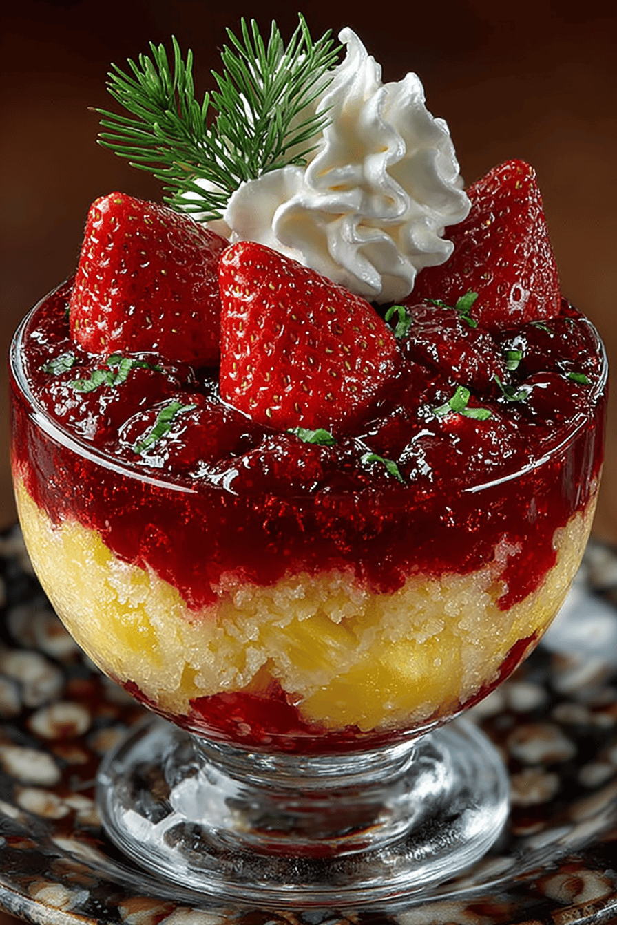 Southern Strawberry Pineapple Punch Bowl Cake Recipe slice on plate showing perfect texture and swirl pattern