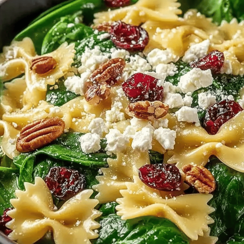 Spinach Pasta Salad Recipe Featuring Feta Cheese and Cranberries