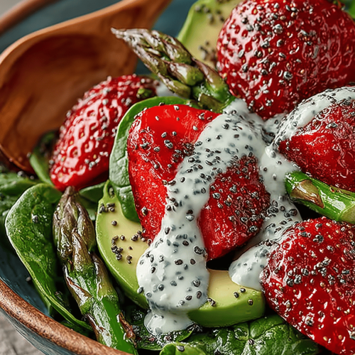 Strawberry Avocado Spinach Salad with Creamy Poppy Seed Dressing Recipe