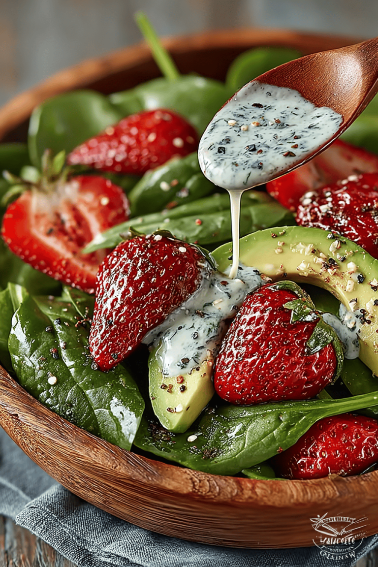 Strawberry Avocado Spinach Salad with Creamy Poppy Seed Dressing Recipe