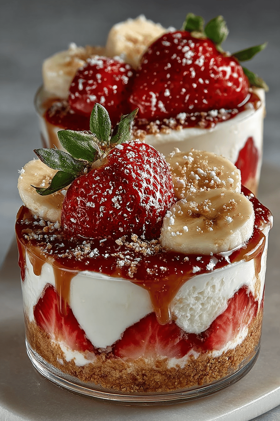 Strawberry Banana Cheesecake Salad Recipe slice on plate showing perfect texture and swirl pattern