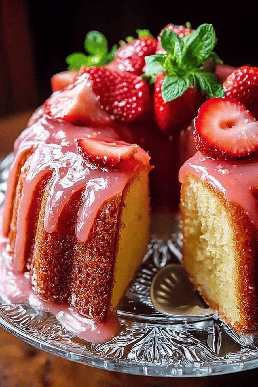 Strawberry Buttermilk Pound Cake Recipe That Will Melt in Your Mouth final dish beautifully presented and ready to serve