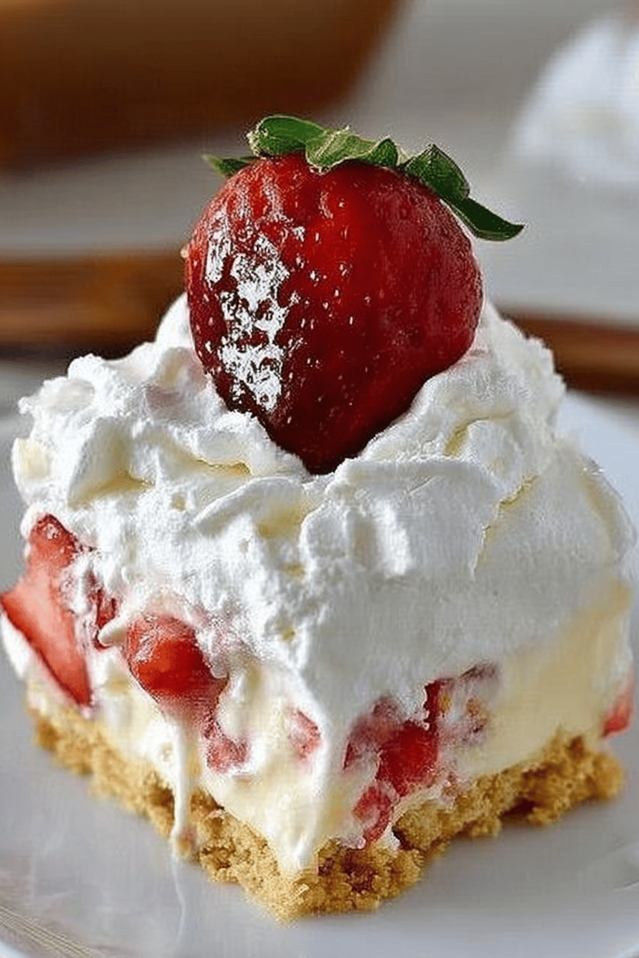 Strawberry Cheesecake Lush Recipe final dish beautifully presented and ready to serve