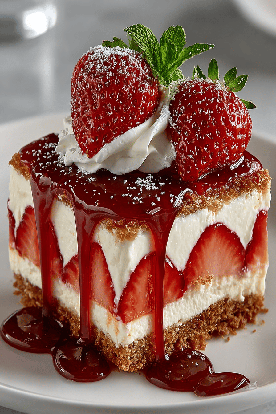 Strawberry Cream Cheese Icebox Cake Recipe ingredients organized and measured on kitchen counter