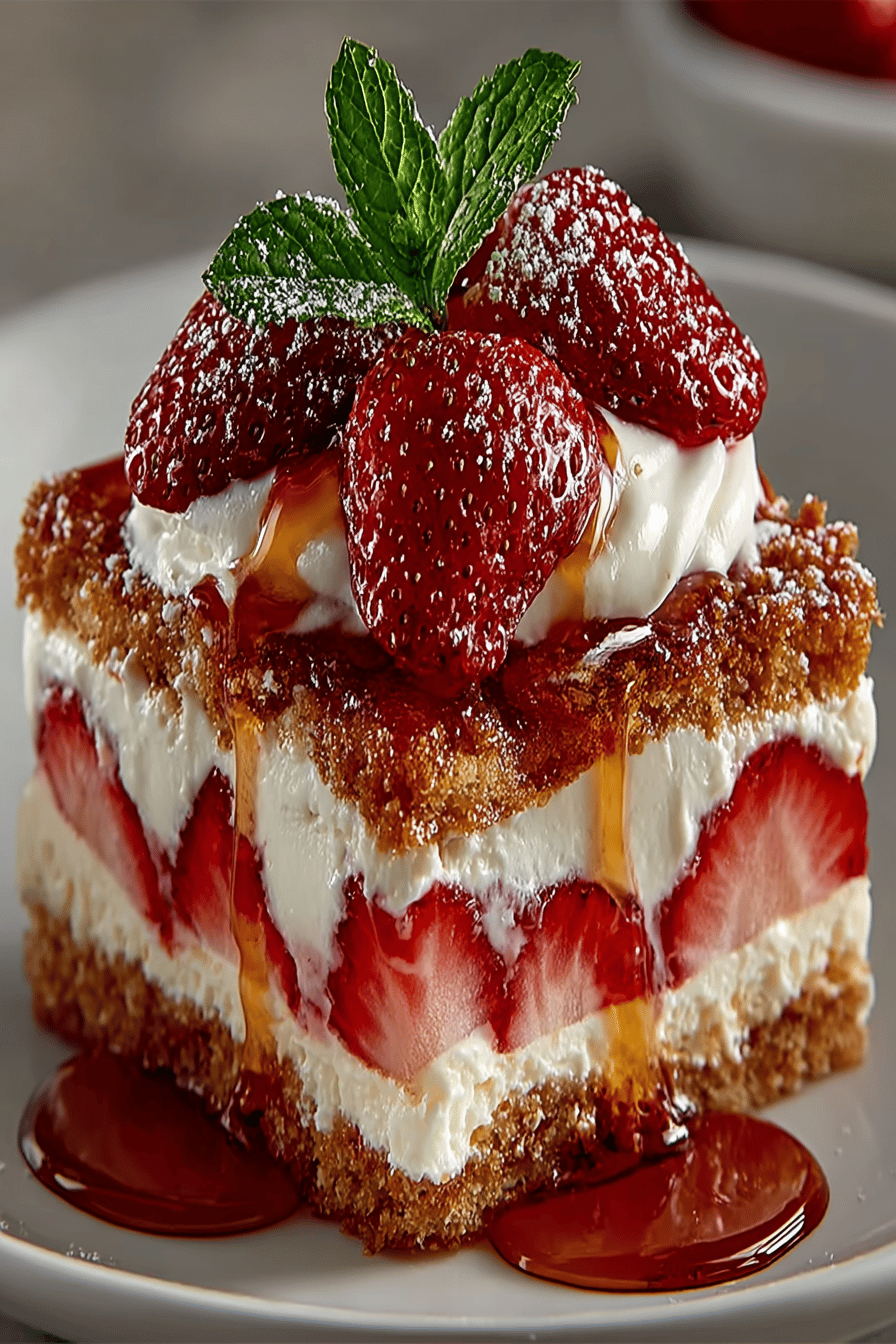 Strawberry Cream Cheese Icebox Cake Recipe final dish beautifully presented and ready to serve