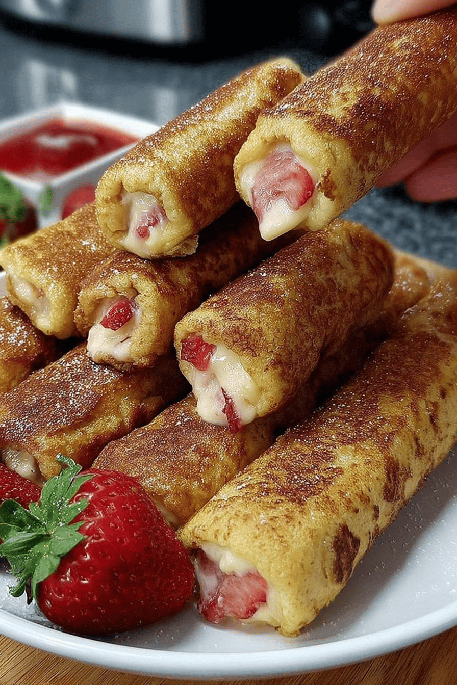 Strawberry French Toast Roll-Ups Recipe ingredients organized and measured on kitchen counter