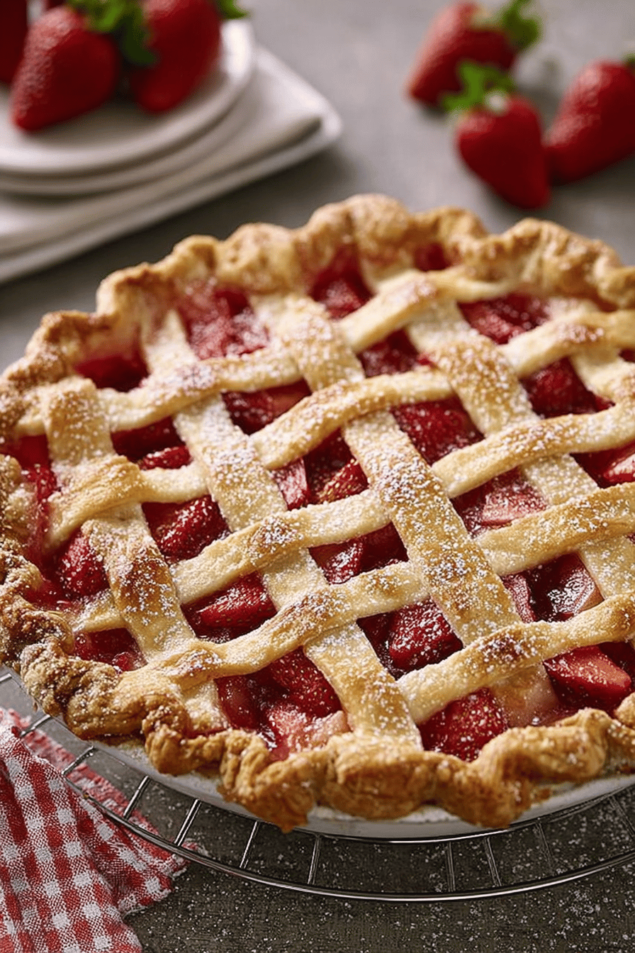 Strawberry Rhubarb Pie Recipe ingredients organized and measured on kitchen counter