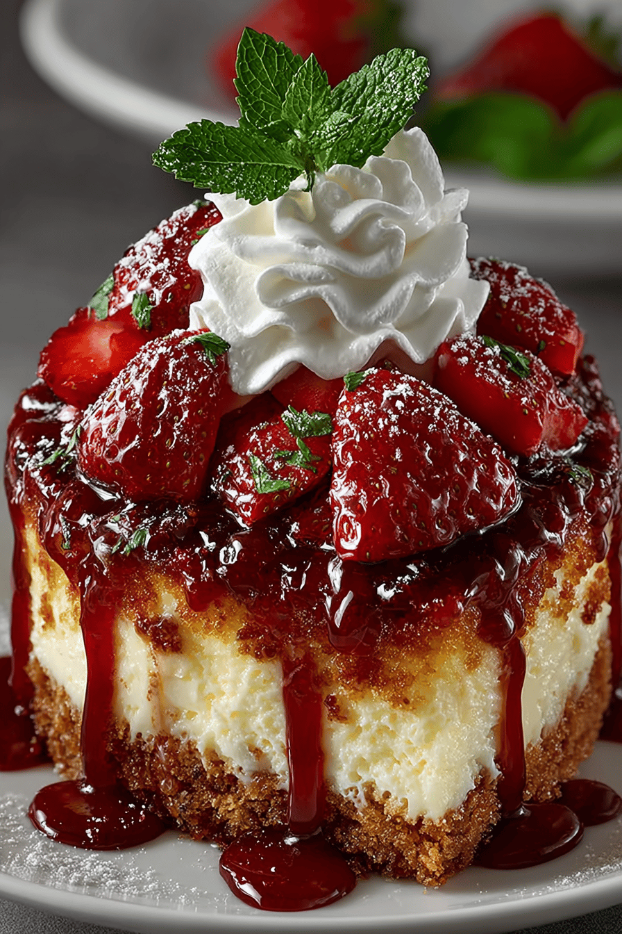 Strawberry Shortcake Cake Topped with Whipped Cream final dish beautifully presented and ready to serve