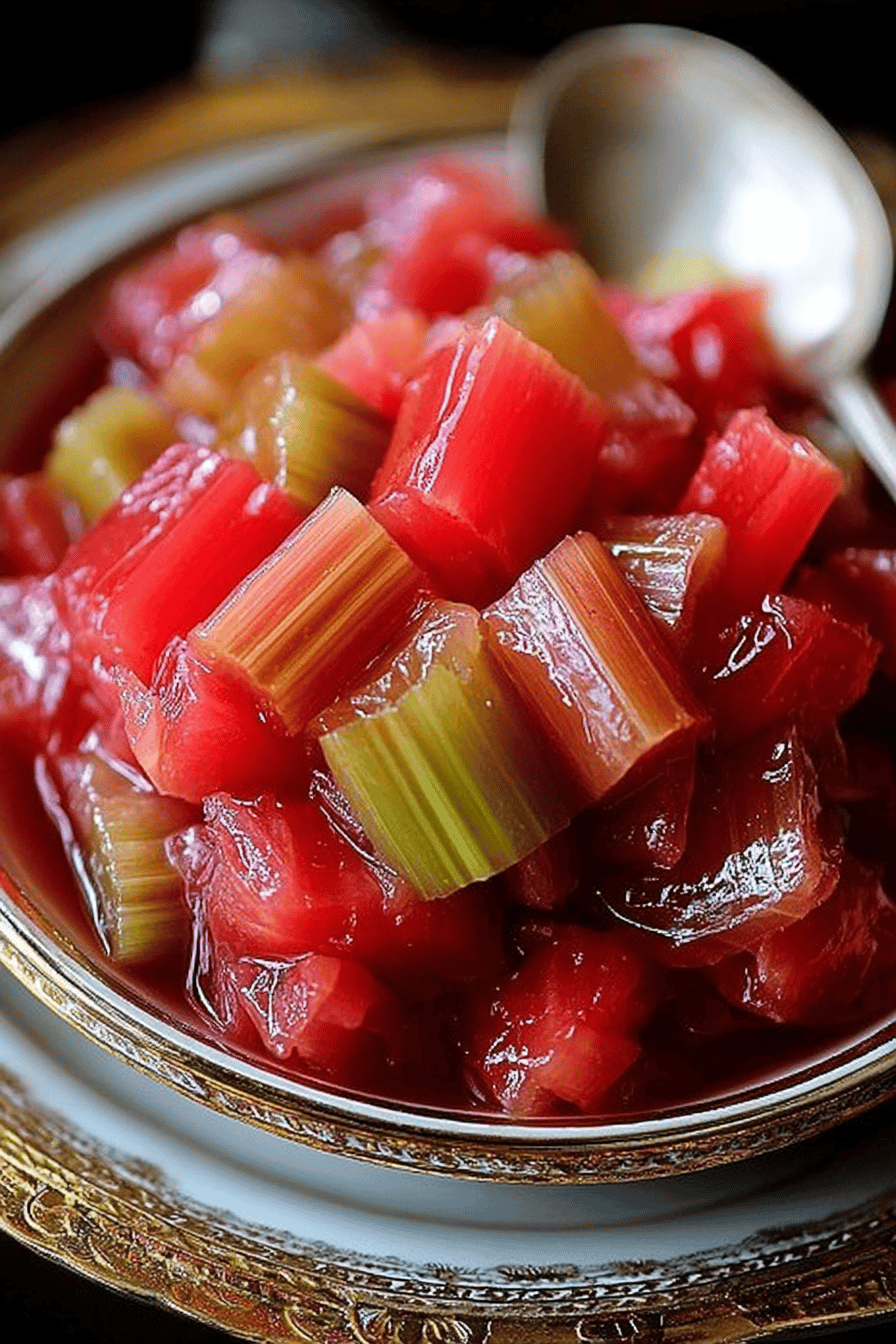 Sweet and Tangy Stewed Rhubarb Recipe ingredients organized and measured on kitchen counter