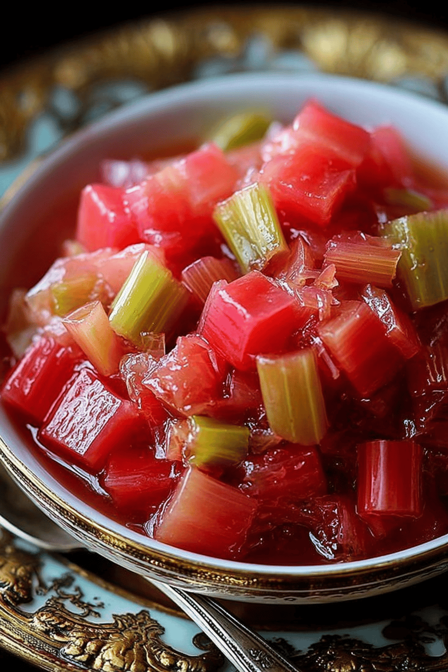 Sweet and Tangy Stewed Rhubarb Recipe final dish beautifully presented and ready to serve