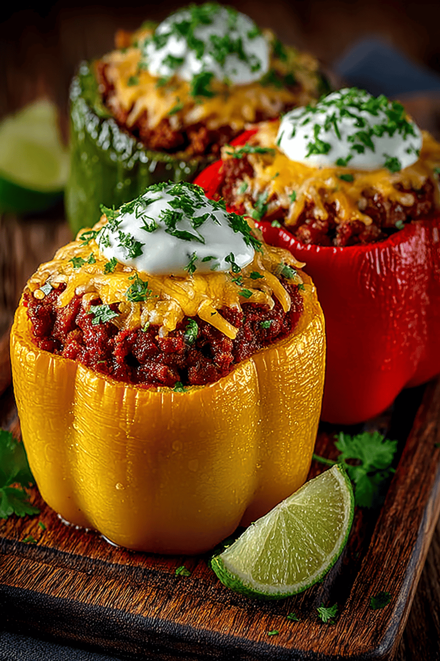Taco Stuffed Bell Peppers Recipe final dish beautifully presented and ready to serve