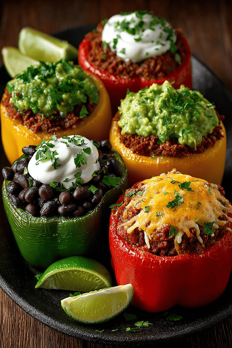 Taco Stuffed Bell Peppers Recipe slice on plate showing perfect texture and swirl pattern