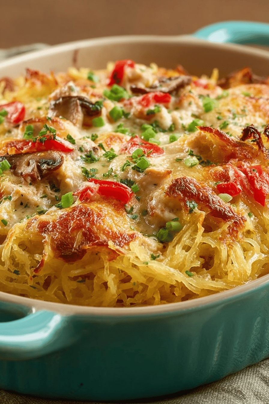 The Ultimate Chicken Spaghetti Squash Recipe You Need to Try slice on plate showing perfect texture and swirl pattern
