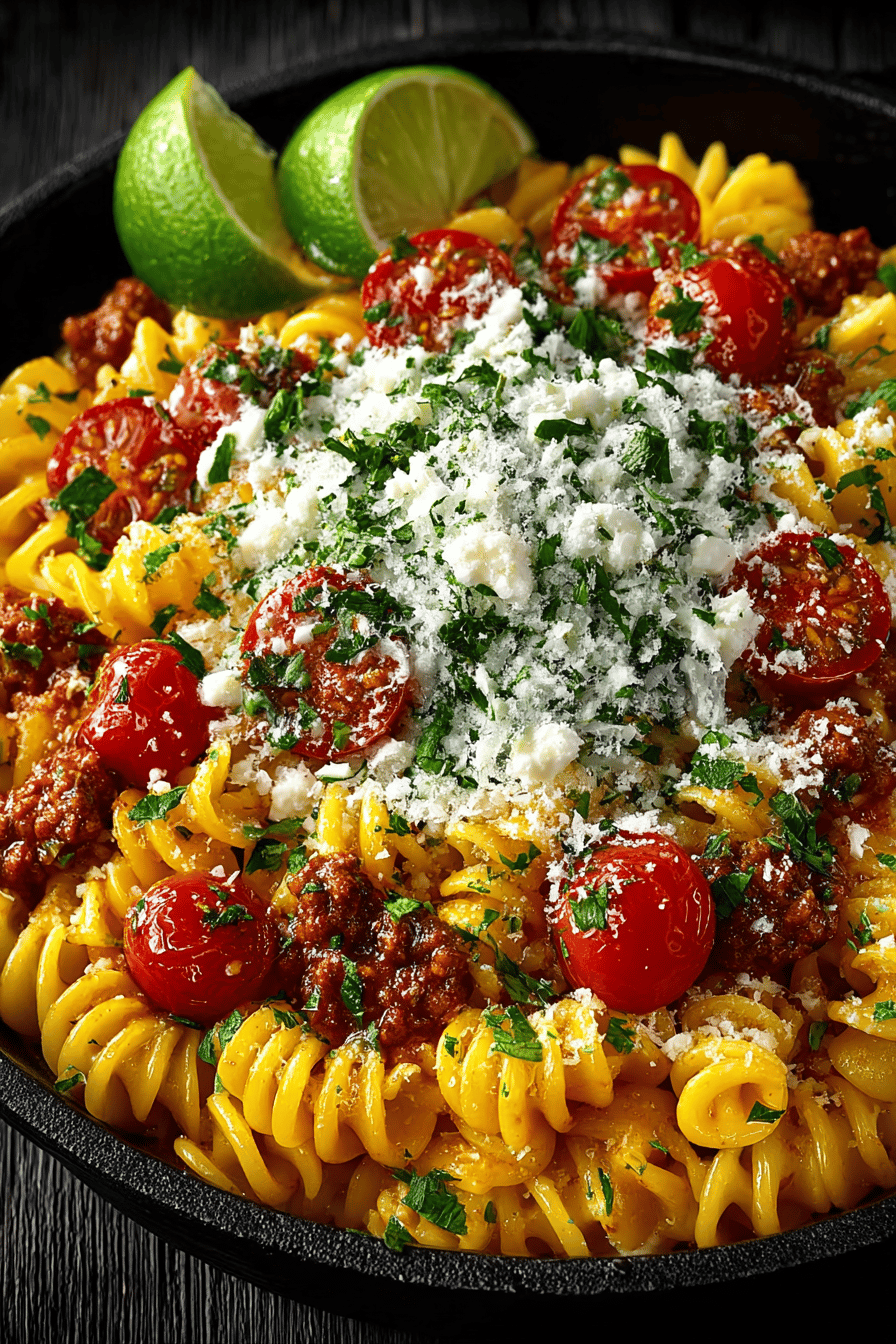 The Ultimate Taco Pasta Recipe That You Must Try final dish beautifully presented and ready to serve
