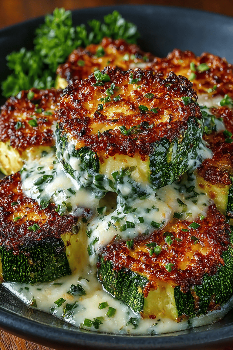 Title Savory Cheesy Garlic Zucchini Steaks Recipe