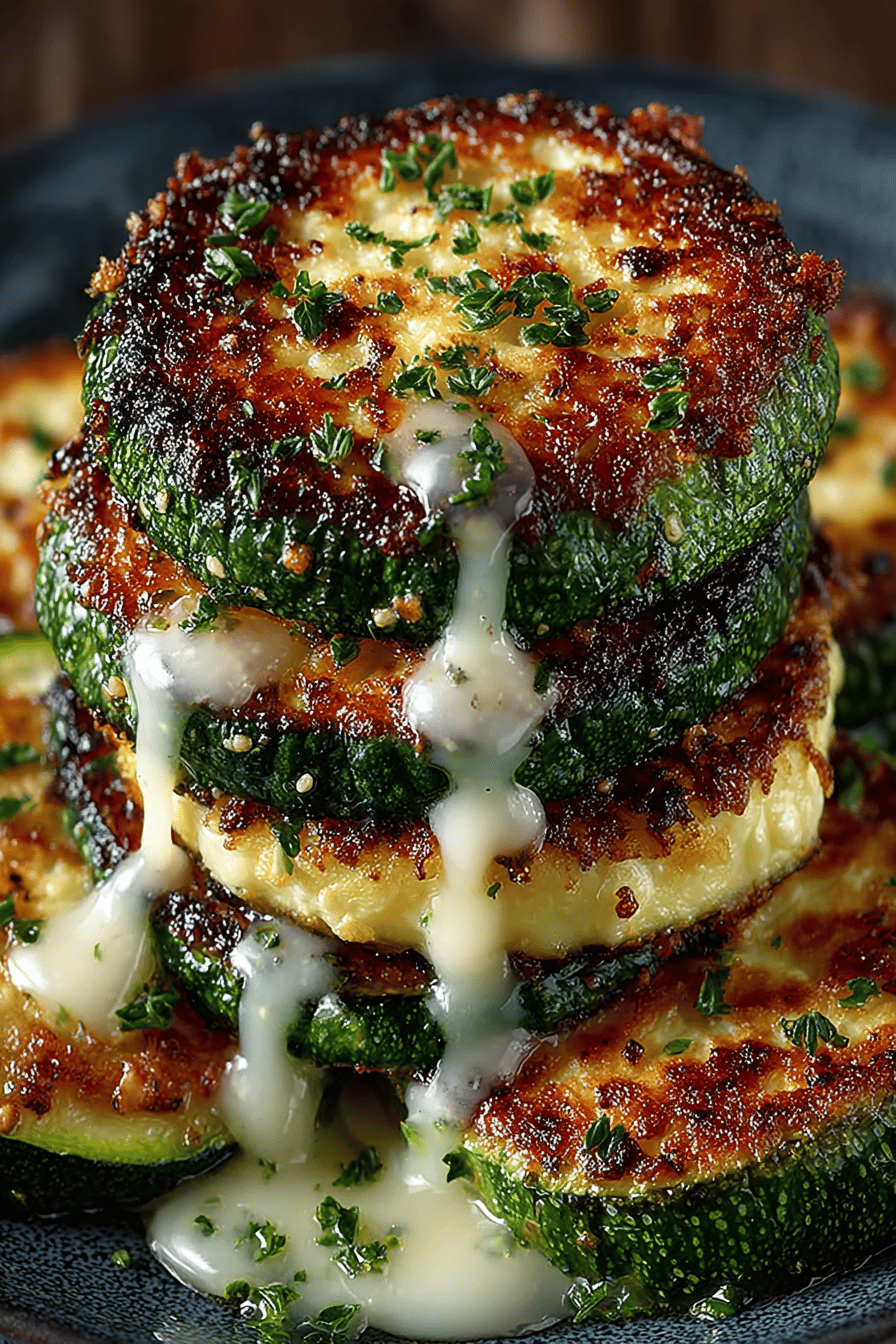 Title Savory Cheesy Garlic Zucchini Steaks Recipe final dish beautifully presented and ready to serve