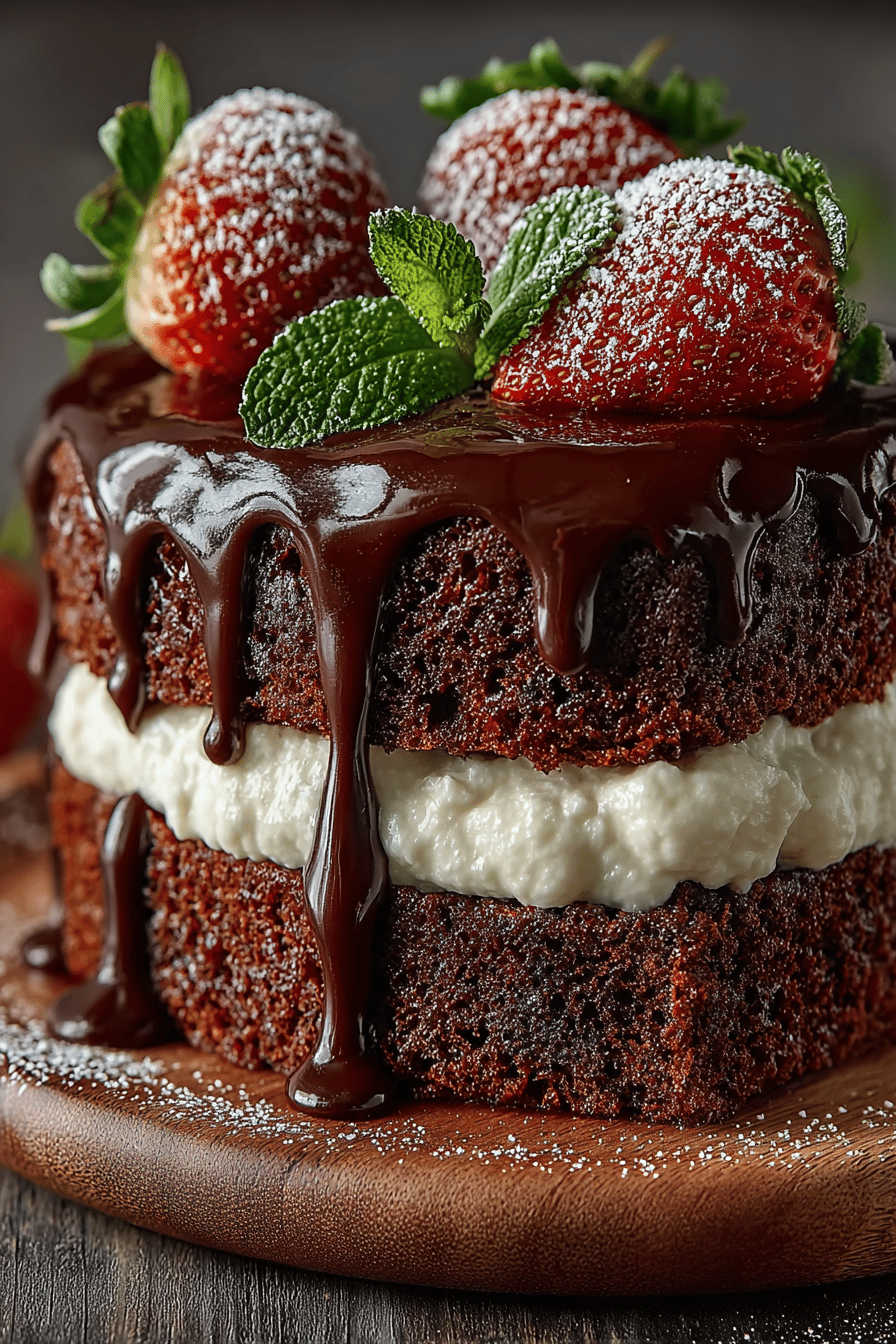 Triple Chocolate Cake Recipe - A Decadent Indulgence for Chocolate Lovers slice on plate showing perfect texture and swirl pattern