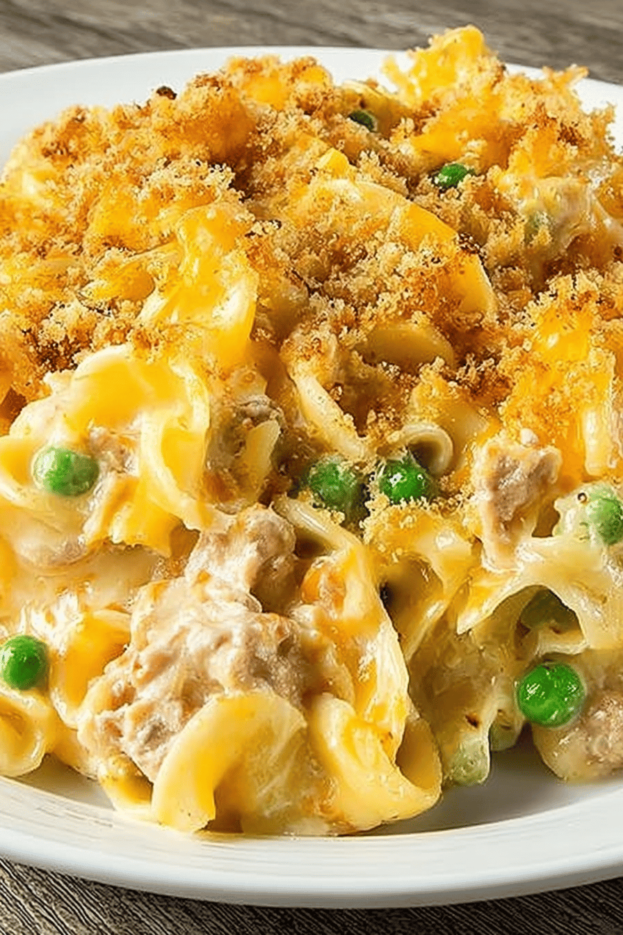 Tuna Noodle Casserole Recipe final dish beautifully presented and ready to serve