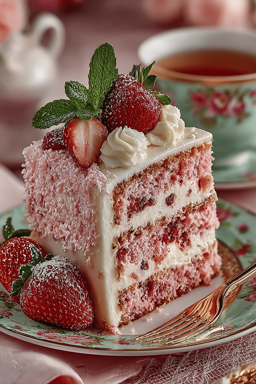 Ultimate Strawberry Cake Recipe ingredients organized and measured on kitchen counter