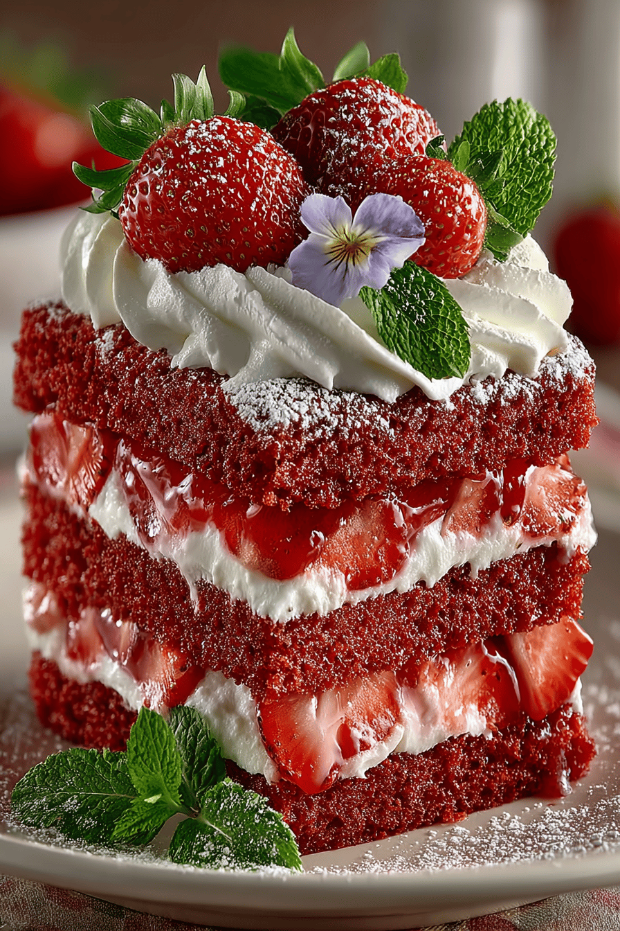 Ultimate Strawberry Cake Recipe final dish beautifully presented and ready to serve
