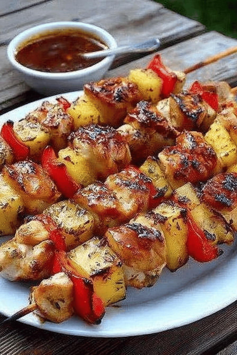 Weight Watchers Chicken and Pineapple Kabobs Recipe slice on plate showing perfect texture and swirl pattern