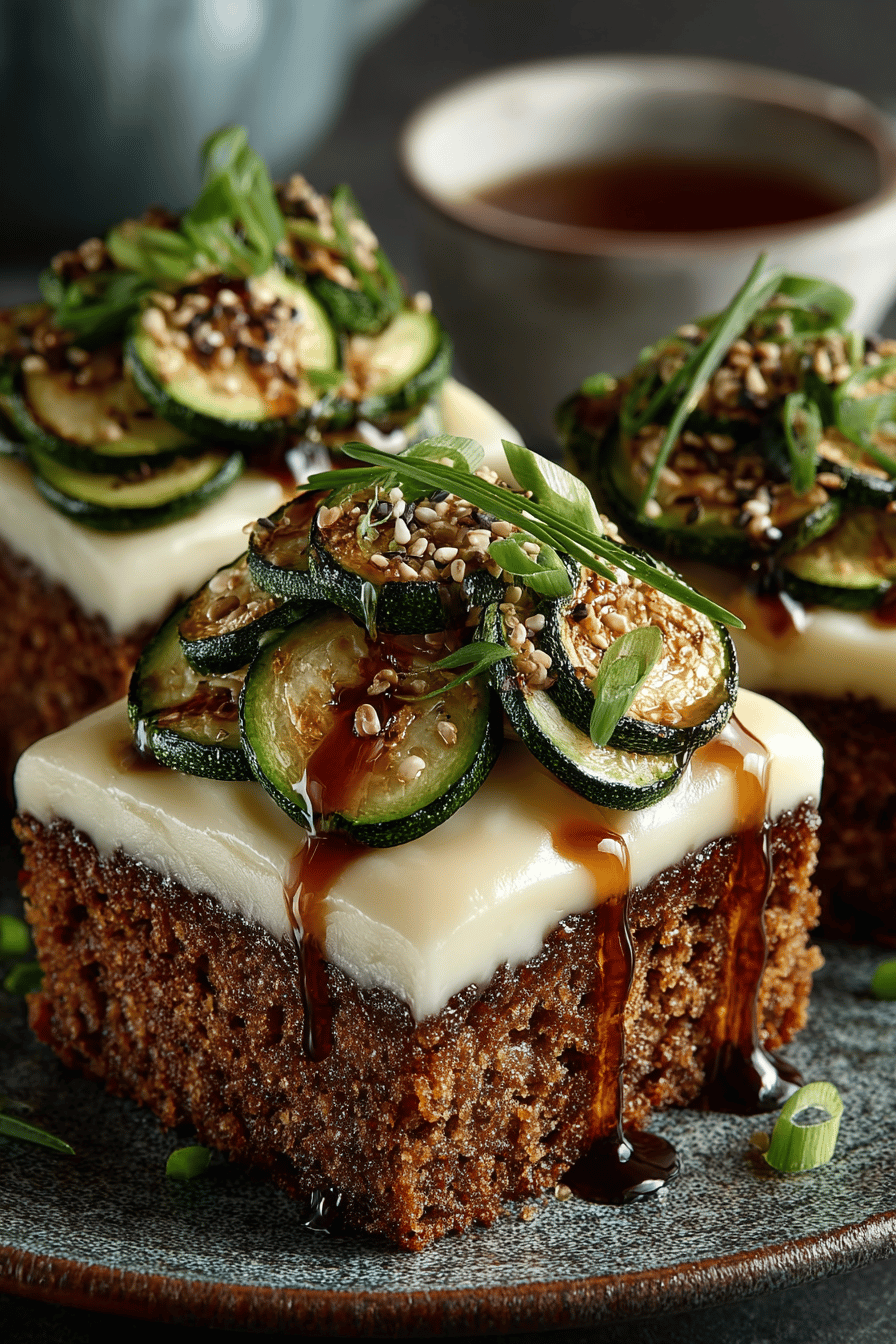 Zucchini Bars Recipe with Savory Brown Butter Frosting final dish beautifully presented and ready to serve