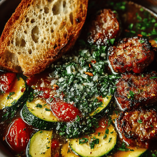 Zucchini, Tomato, and Italian Sausage Soup Recipe