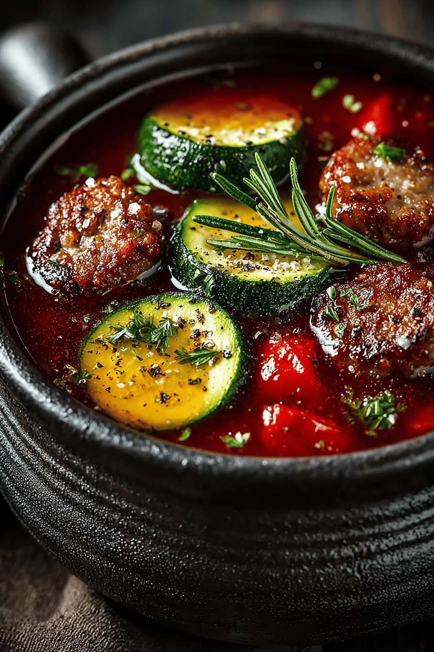 Zucchini, Tomato, and Italian Sausage Soup Recipe