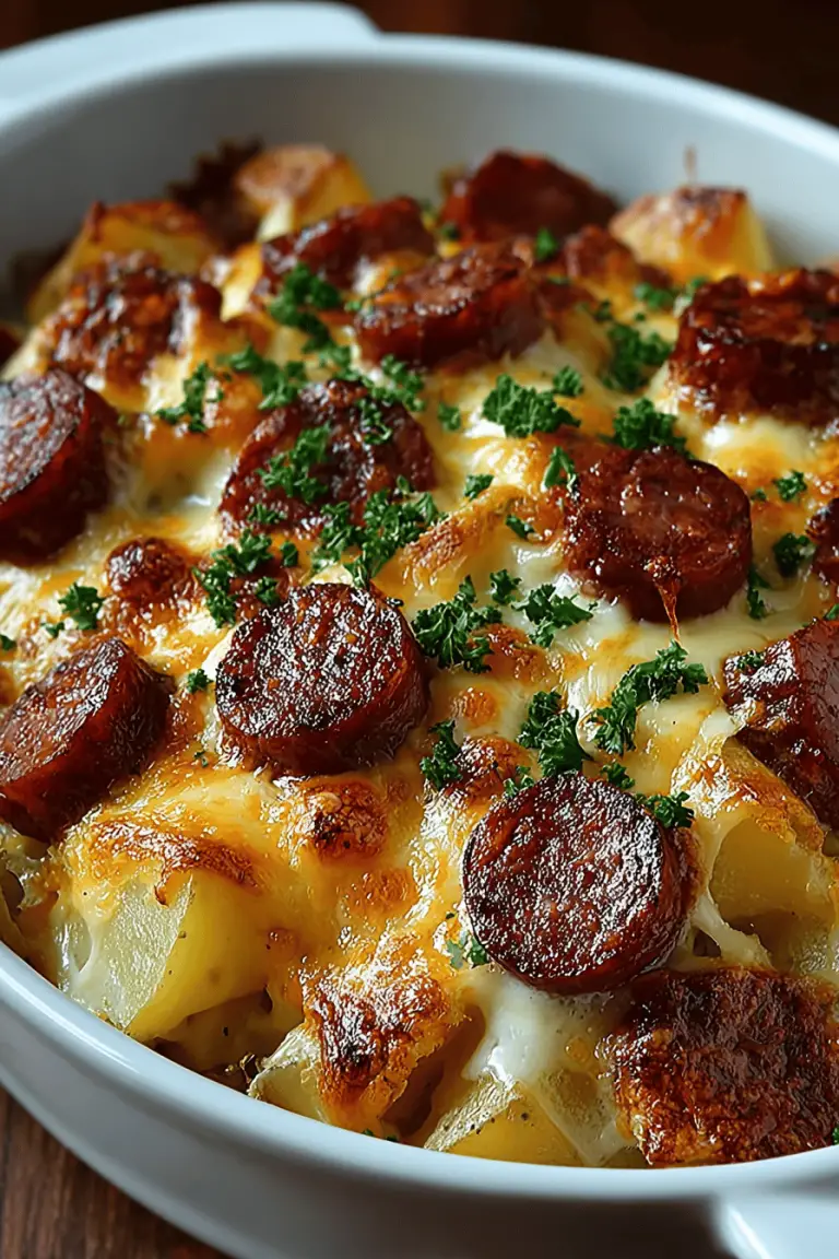Cheesy Kielbasa Potato Bake